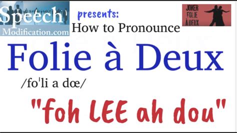 Folie à deux pronunciation - Pronunciation of Folie with 2 audio pronunciations, 20 synonyms, 1 meaning, 1 antonym, 14 translations, ... Folie à deux Folies Folies Siffait {wiki_api.name}} {{' - '+wiki_api.description}} Show more fewer Wiki . Examples of in a sentence. Programme ...
